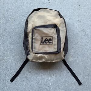 Deadstock Vintage 80s Lee Backpack Brown Tan Nylon Rare